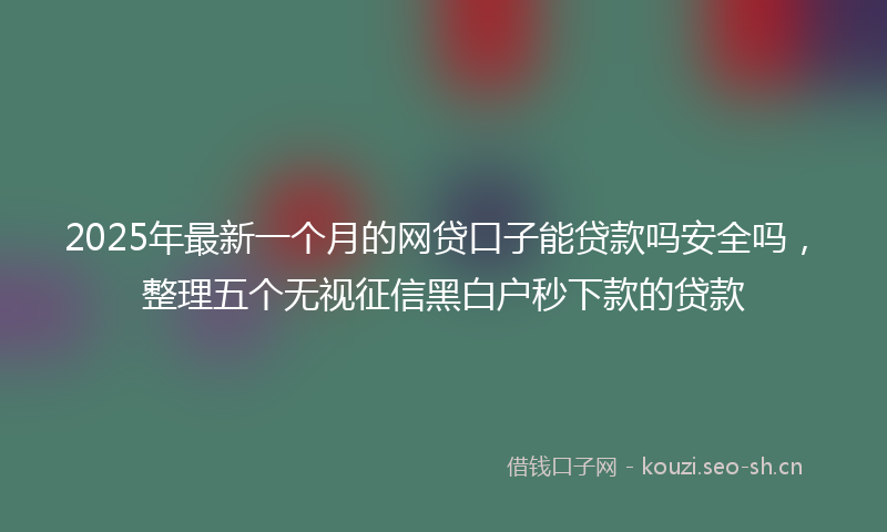 2025年最新一个月的网贷口子能贷款吗安全吗，整理五个无视征信黑白户秒下款的贷款