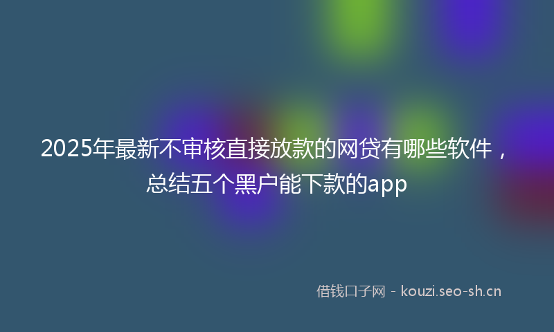 2025年最新不审核直接放款的网贷有哪些软件,总结五个黑户能下款的app