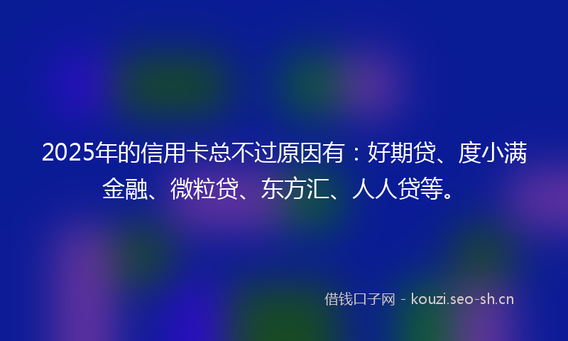 2025年的信用卡总不过原因有：好期贷、度小满金融、微粒贷、东方汇、人人贷等。