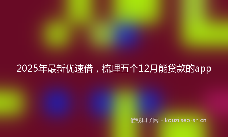 2025年最新优速借，梳理五个12月能贷款的app