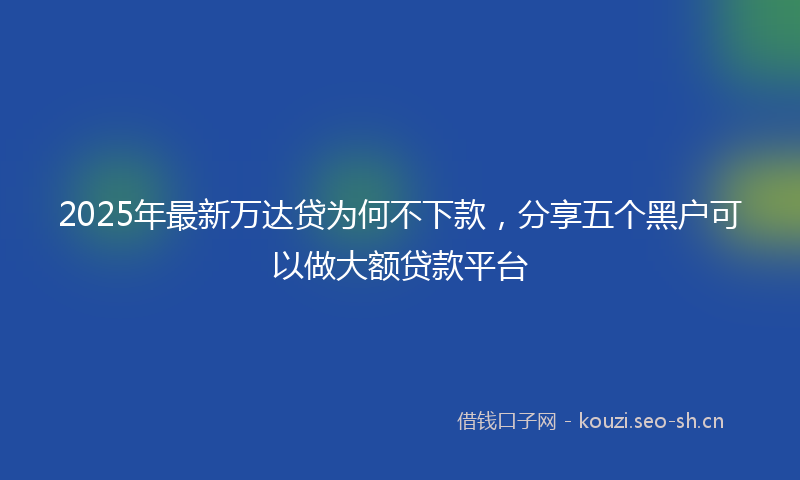 2025年最新万达贷为何不下款，分享五个黑户可以做大额贷款平台