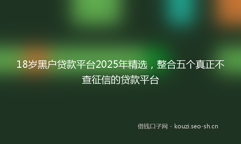18岁黑户贷款平台2025年精选，整合五个真正不查征信的贷款平台