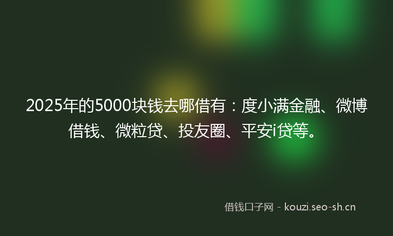 2025年的5000块钱去哪借有：度小满金融、微博借钱、微粒贷、投友圈、平安i贷等。