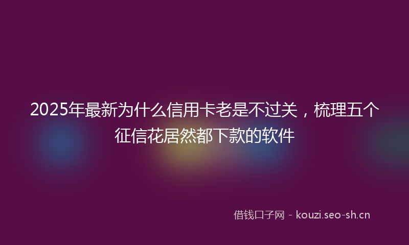 2025年最新为什么信用卡老是不过关，梳理五个征信花居然都下款的软件
