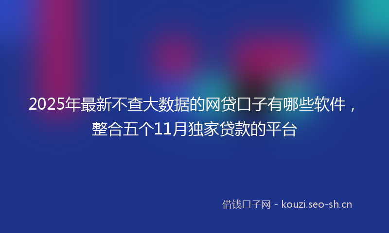2025年最新不查大数据的网贷口子有哪些软件，整合五个11月独家贷款的平台
