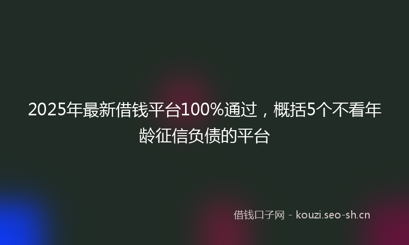 2025年最新借钱平台100%通过，概括5个不看年龄征信负债的平台