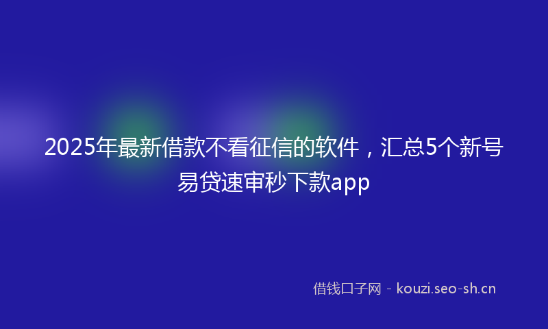 2025年最新借款不看征信的软件，汇总5个新号易贷速审秒下款app