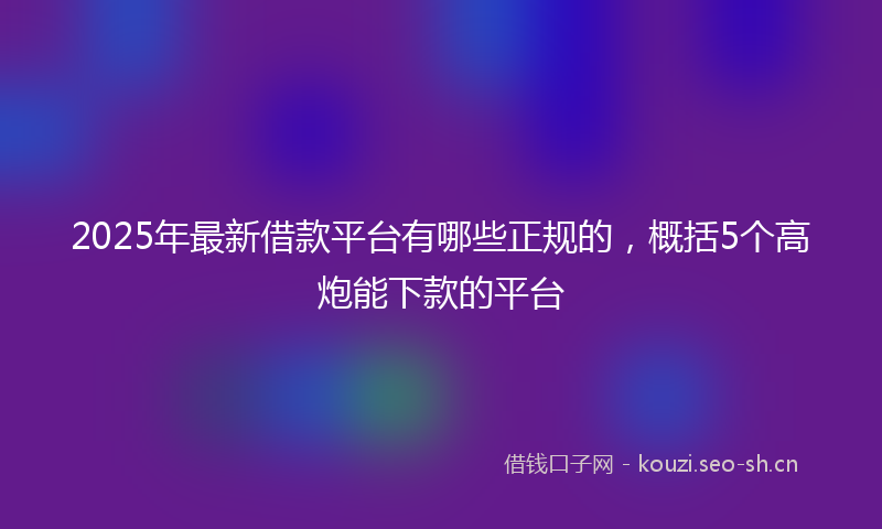2025年最新借款平台有哪些正规的，概括5个高炮能下款的平台