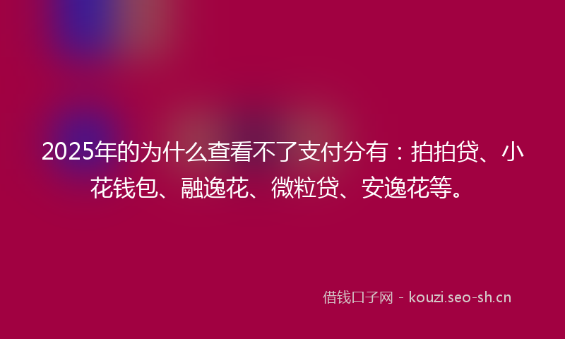 2025年的为什么查看不了支付分有：拍拍贷、小花钱包、融逸花、微粒贷、安逸花等。