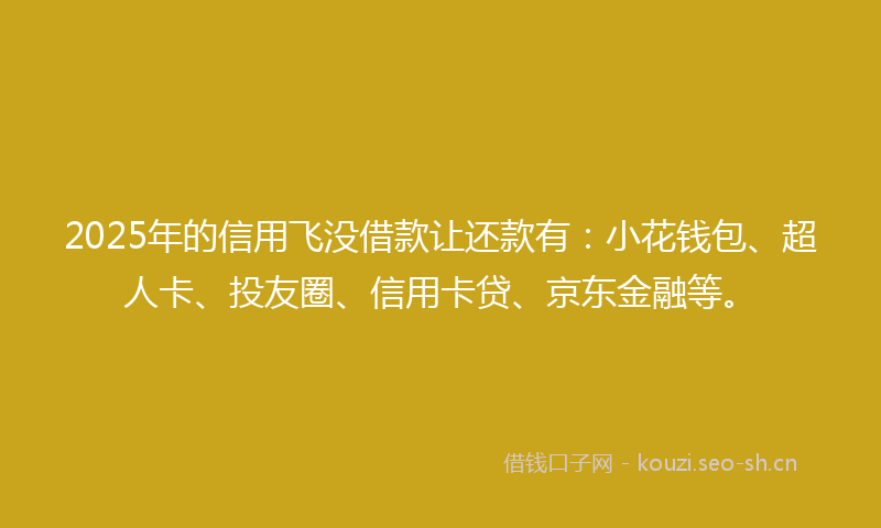 2025年的信用飞没借款让还款有:小花钱包、超人卡、投友圈、信用卡贷、京东金融等。