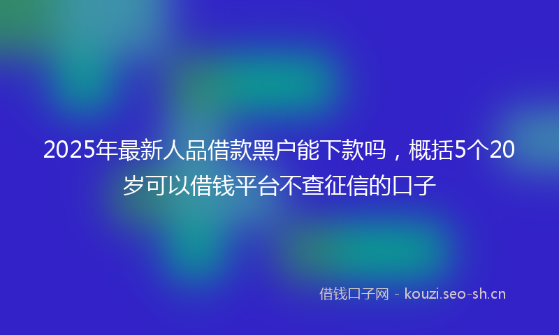2025年最新人品借款黑户能下款吗，概括5个20岁可以借钱平台不查征信的口子