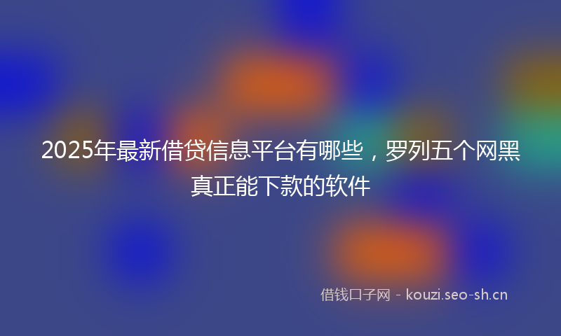 2025年最新借贷信息平台有哪些，罗列五个网黑真正能下款的软件