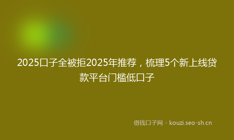 2025口子全被拒2025年推荐，梳理5个新上线贷款平台门槛低口子
