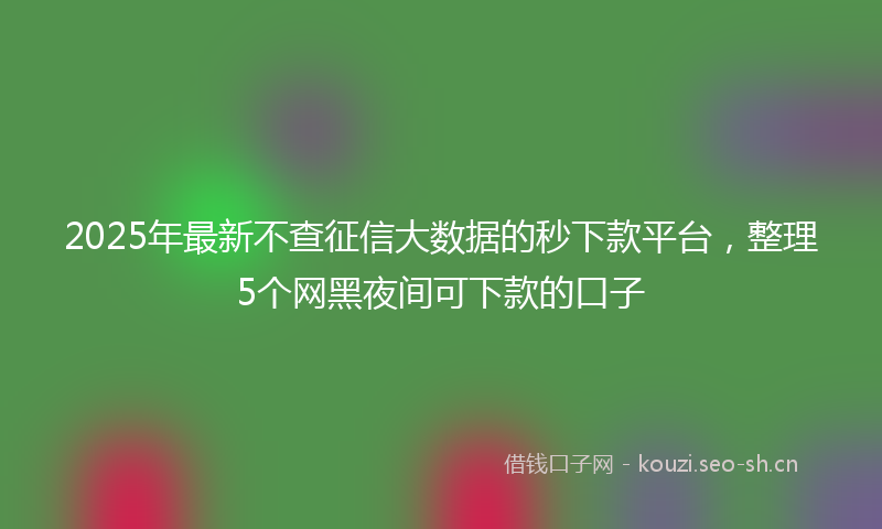 2025年最新不查征信大数据的秒下款平台，整理5个网黑夜间可下款的口子