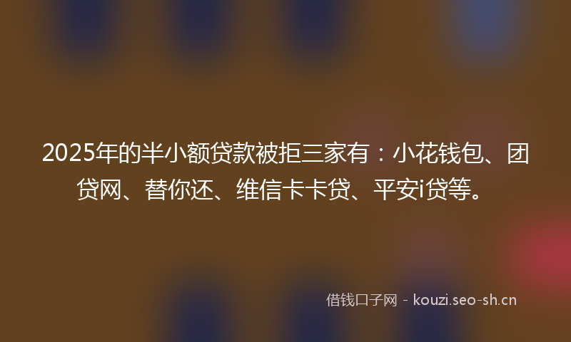 2025年的半小额贷款被拒三家有：小花钱包、团贷网、替你还、维信卡卡贷、平安i贷等。