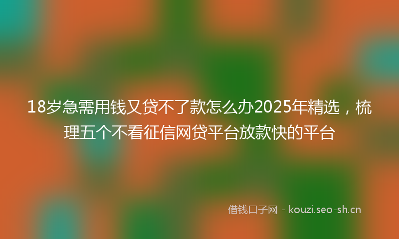 18岁急需用钱又贷不了款怎么办2025年精选，梳理五个不看征信网贷平台放款快的平台