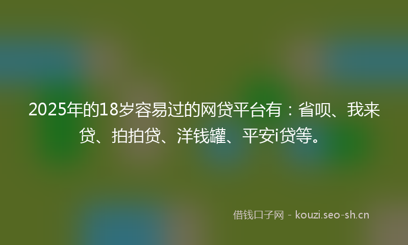 2025年的18岁容易过的网贷平台有：省呗、我来贷、拍拍贷、洋钱罐、平安i贷等。