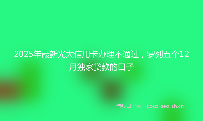 2025年最新光大信用卡办理不通过，罗列五个12月独家贷款的口子