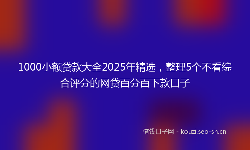 1000小额贷款大全2025年精选，整理5个不看综合评分的网贷百分百下款口子