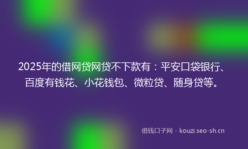 2025年的借网贷网贷不下款有：平安口袋银行、百度有钱花、小花钱包、微粒贷、随身贷等。