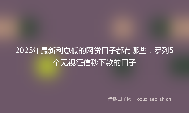 2025年最新利息低的网贷口子都有哪些，罗列5个无视征信秒下款的口子