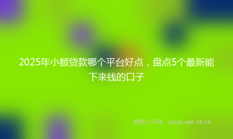 2025年小额贷款哪个平台好点，盘点5个最新能下来钱的口子