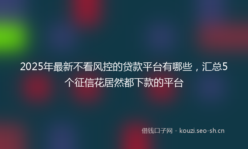 2025年最新不看风控的贷款平台有哪些，汇总5个征信花居然都下款的平台