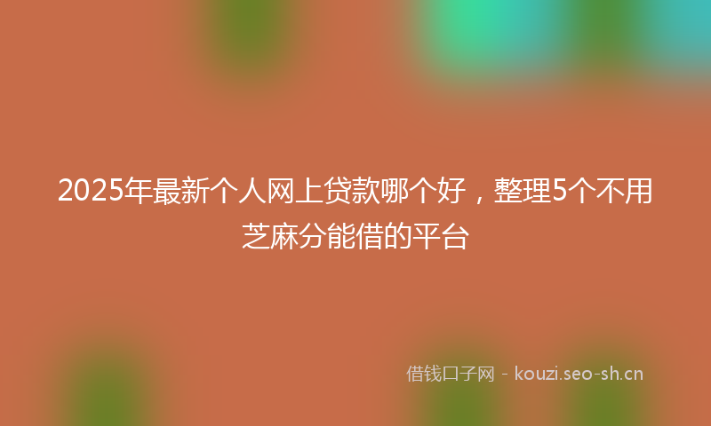 2025年最新个人网上贷款哪个好，整理5个不用芝麻分能借的平台