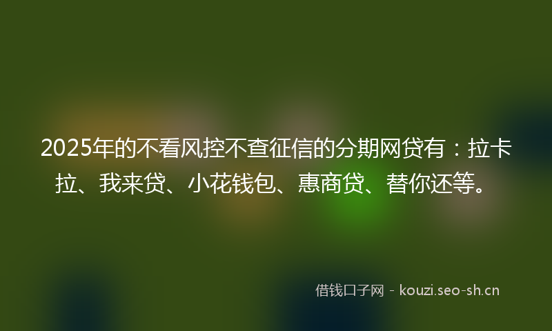 2025年的不看风控不查征信的分期网贷有：拉卡拉、我来贷、小花钱包、惠商贷、替你还等。