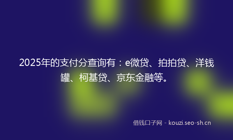 2025年的支付分查询有：e微贷、拍拍贷、洋钱罐、柯基贷、京东金融等。