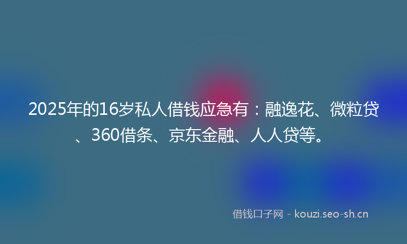 2025年的16岁私人借钱应急有：融逸花、微粒贷、360借条、京东金融、人人贷等。
