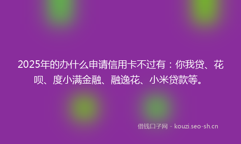 2025年的办什么申请信用卡不过有：你我贷、花呗、度小满金融、融逸花、小米贷款等。