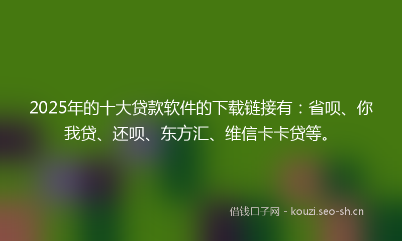 2025年的十大贷款软件的下载链接有：省呗、你我贷、还呗、东方汇、维信卡卡贷等。