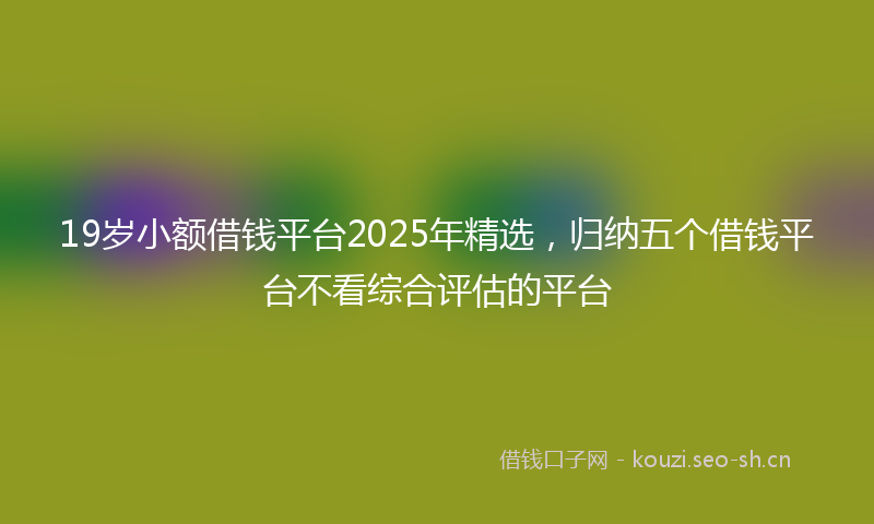 19岁小额借钱平台2025年精选，归纳五个借钱平台不看综合评估的平台