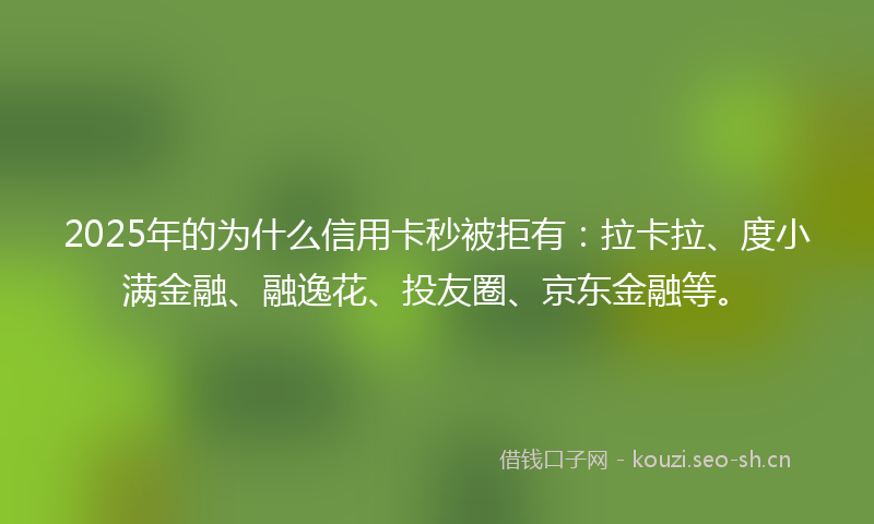 2025年的为什么信用卡秒被拒有：拉卡拉、度小满金融、融逸花、投友圈、京东金融等。