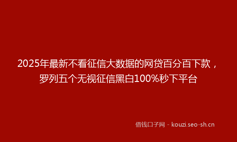 2025年最新不看征信大数据的网贷百分百下款,罗列五个无视征信黑白100%秒下平台