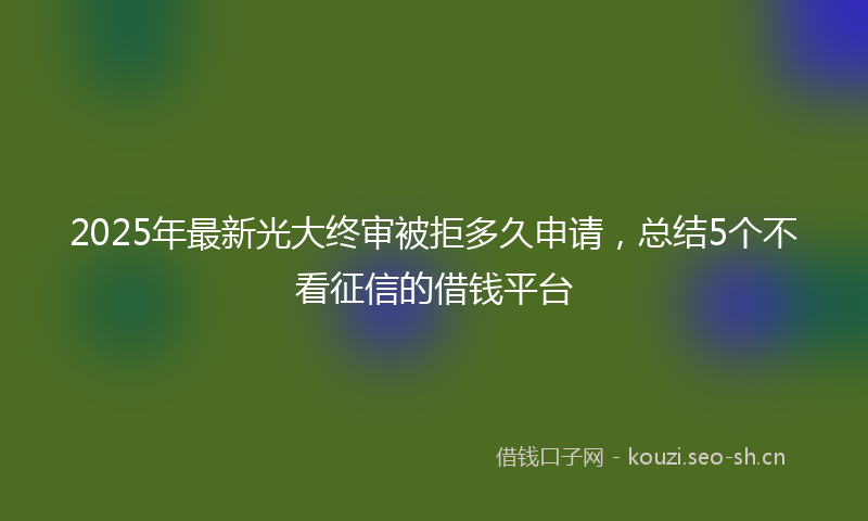 2025年最新光大终审被拒多久申请，总结5个不看征信的借钱平台