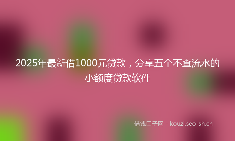 2025年最新借1000元贷款，分享五个不查流水的小额度贷款软件