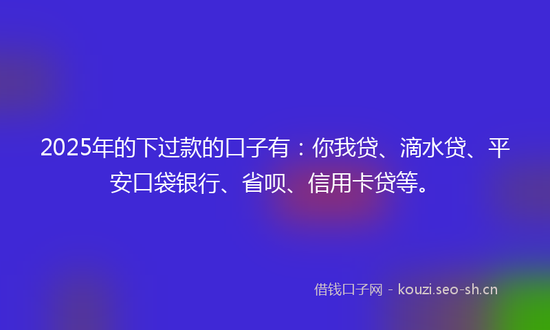 2025年的下过款的口子有：你我贷、滴水贷、平安口袋银行、省呗、信用卡贷等。