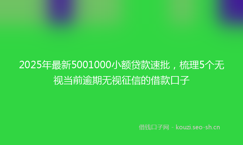 2025年最新5001000小额贷款速批,梳理5个无视当前逾期无视征信的借款口子