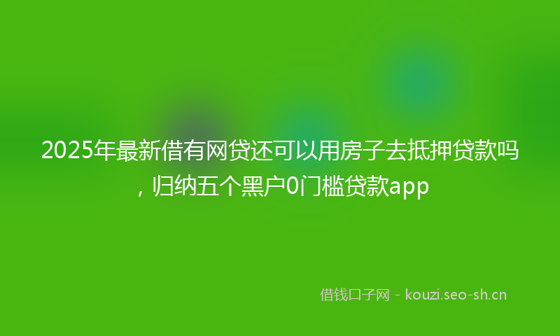 2025年最新借有网贷还可以用房子去抵押贷款吗，归纳五个黑户0门槛贷款app