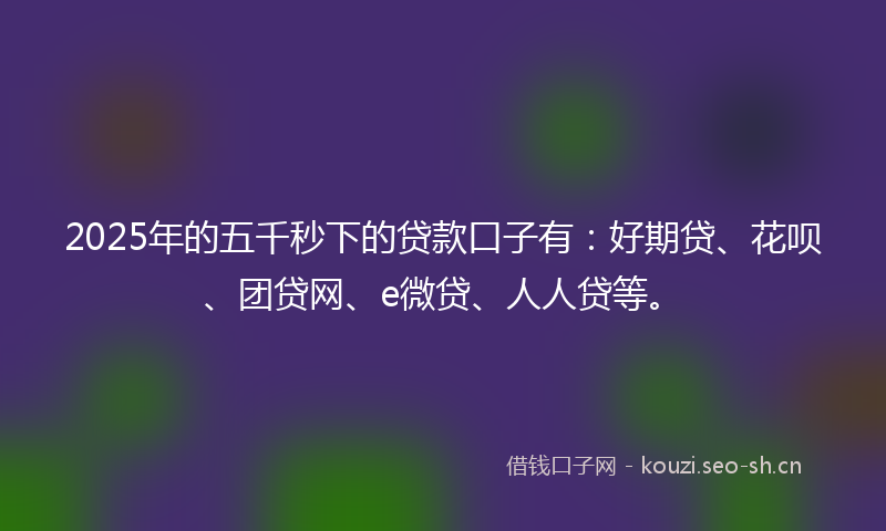 2025年的五千秒下的贷款口子有：好期贷、花呗、团贷网、e微贷、人人贷等。