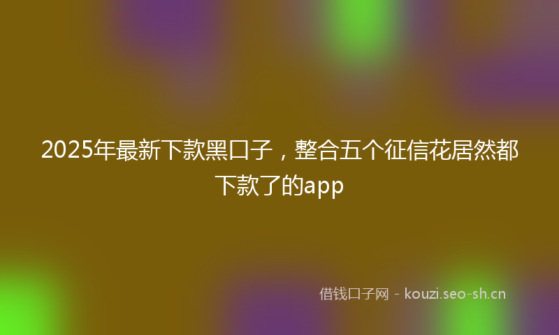 2025年最新下款黑口子，整合五个征信花居然都下款了的app