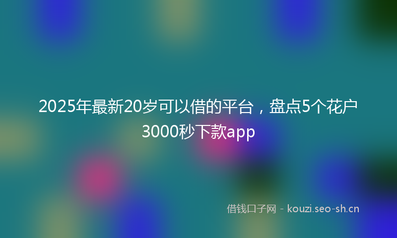 2025年最新20岁可以借的平台，盘点5个花户3000秒下款app