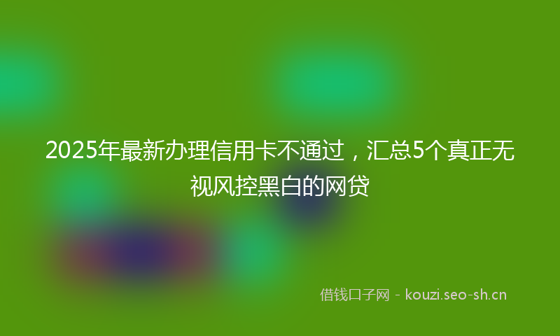 2025年最新办理信用卡不通过，汇总5个真正无视风控黑白的网贷