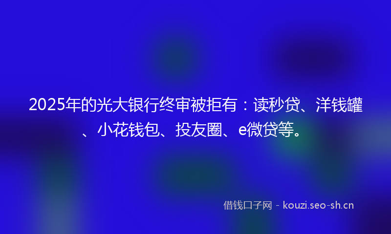 2025年的光大银行终审被拒有：读秒贷、洋钱罐、小花钱包、投友圈、e微贷等。