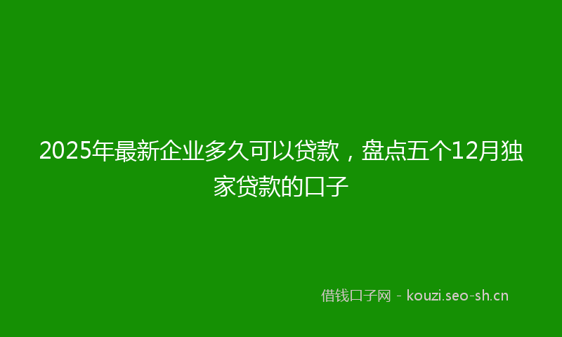 2025年最新企业多久可以贷款,盘点五个12月独家贷款的口子