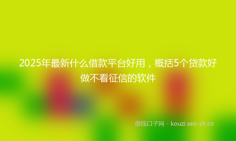 2025年最新什么借款平台好用，概括5个贷款好做不看征信的软件
