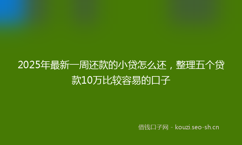 2025年最新一周还款的小贷怎么还，整理五个贷款10万比较容易的口子