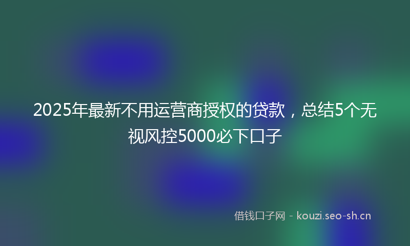 2025年最新不用运营商授权的贷款，总结5个无视风控5000必下口子